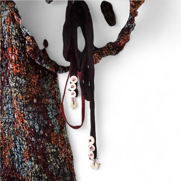 Free People floral back on top crop  Puff Sleeve top size small - Picture 2 of 5